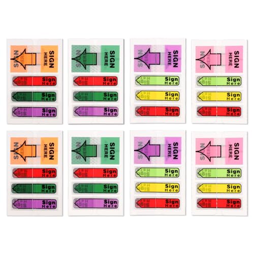800st/8 Packungen Hier Unterschreiben Aufkleber, Hier Unterschreiben Haftnotizen Bitte Hier Unterschreiben für Dokumente Notizbücher Homeoffice Schulbedarf (Orange 3) von NQEUEPN