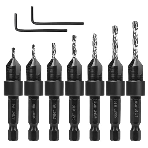9st Senkerbohrer-Set, Senkerbohrer für Holz mit Schraubenschlüssel Senker Bohrer Set Countersink Drill Bit für #4#6#8#10#12#14#16 Schrauben in Hartholz-Kunststoffplatte 9st Senkerbohrer-Set, Senkerbohrer für Holz mit Schraubenschlüssel Senker Bohrer Set Countersink Drill Bit für #4#6#8#10#12#14#16 Schrauben in Hartholz-Kunststoffplatte von NQEUEPN