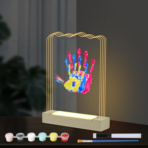 DIY-Familien-Handabdruck-Set, Transparent Handabdruck-Bilderrahmen mit Weichem Nachtlicht Baby-Hand und Fußabdruck-Set mit 6 Farben Andenken für Neugeborene Geschenke DIY-Familien-Handabdruck-Set, Transparent Handabdruck-Bilderrahmen mit Weichem Nachtlicht Baby-Hand und Fußabdruck-Set mit 6 Farben Andenken für Neugeborene Geschenke von NQEUEPN