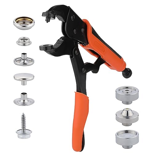 NQEUEPN Druckknopfzange, 20 Sätze 15mm Druckknöpfe für Bootsabdeckungen, Schwere Beanspruchung, Metall, Orange von NQEUEPN