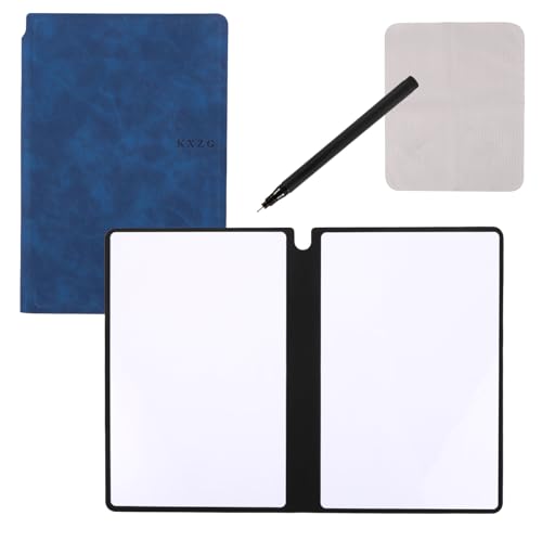 Dry Erase Notebook, 24 x 16,5 cm Wiederverwendbares Trocken Abwischbares Notizbuch Löschbares Notizbuch Whiteboard-Notizbuch für Unternehmen Zuhause Büro (Tiefblau) von NQEUEPN