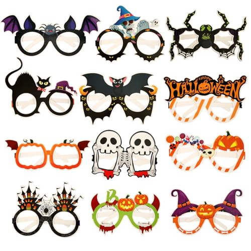 NQEUEPN 12stk Halloween-Brillen, 12 Stile Gruselige Papierbrillen Sortiert Partygeschenke Halloween-Kostümzubehör für Kinder Feiertagsparty-Dekorationen Foto-Requisiten Originelles Geschenk NQEUEPN 12stk Halloween-Brillen, 12 Stile Gruselige Papierbrillen Sortiert Partygeschenke Halloween-Kostümzubehör für Kinder Feiertagsparty-Dekorationen Foto-Requisiten Originelles Geschenk von NQEUEPN
