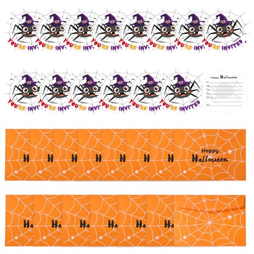 NQEUEPN 15stk Halloween Einladungskarten mit 15stk Umschlägen, Lustige Halloween-Einladungen Happy Geburtstagskarte Halloween für Kinder und Erwachsene Halloween-Partyzubehör(Schwarzes Spinnenmuster) NQEUEPN 15stk Halloween Einladungskarten mit 15stk Umschlägen, Lustige Halloween-Einladungen Happy Geburtstagskarte Halloween für Kinder und Erwachsene Halloween-Partyzubehör(Schwarzes Spinnenmuster) von NQEUEPN