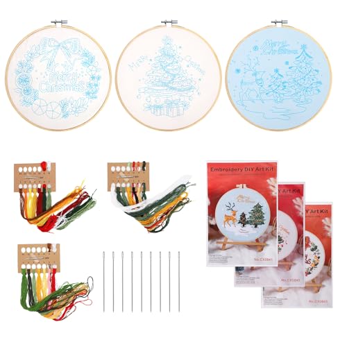 NQEUEPN 3-Teiliges Weihnachts-Stickset für Erwachsene Anfänger, Frohe Weihnachten DIY Sticken Weihnachten Kranz Weihnachtsbaum Elchmuster Winter Stickerei Weihnachten Inklusive 20cm Stickrahmen NQEUEPN 3-Teiliges Weihnachts-Stickset für Erwachsene Anfänger, Frohe Weihnachten DIY Sticken Weihnachten Kranz Weihnachtsbaum Elchmuster Winter Stickerei Weihnachten Inklusive 20cm Stickrahmen von NQEUEPN