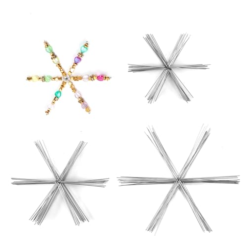 NQEUEPN 36 Stück Schneeflocken Deko Metalldraht, 9,5cm 11,5cm 15cm, Weihnachten Dekoration Schneeflocken Anhänger Wire Craft Wire for DIY Basteln Perlen Partydekorationen Perlenprojekt von NQEUEPN
