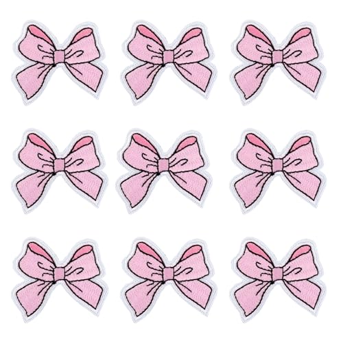 9 St Schleifen-Patches, 5x4,8 cm Schleifen-Aufbügler für Kleidung Schleifen-Patch-Aufkleber Aufbügler Süß Pink Selbstklebende Bügelflicken Dekorative Flicken zum Aufnähen für DIY-Näharbeiten von NQEUEPN