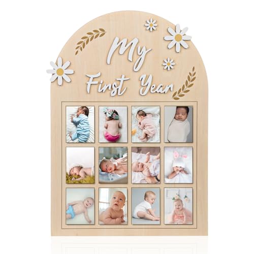 NQEUEPN Bilderrahmen Mein Erstes Jahr, 3D-Gänseblümchen Fotoanzeige für das Erste Jahr des Babys Monatliches Fotobanner Holzbrett 12 Monate Geschenk für Neugeborene Erinnerungen an den 1. Geburtstag NQEUEPN Bilderrahmen Mein Erstes Jahr, 3D-Gänseblümchen Fotoanzeige für das Erste Jahr des Babys Monatliches Fotobanner Holzbrett 12 Monate Geschenk für Neugeborene Erinnerungen an den 1. Geburtstag von NQEUEPN