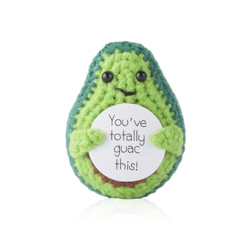 NQEUEPN Lustige Positive Avocado, 7cm Gestricktes Avocado Spielzeug mit Ermutigender Karte Kreativ Niedlich Gehäkelte Avocado Puppe für Festival Party Dekoration Ermutigung Geschenk von NQEUEPN