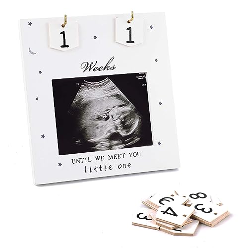 NQEUEPN Baby Sonogramm Bilderrahmen, Countdown Wochen Schwangerschaft Verkünden, Weiß, 16,5 x 15,5 cm NQEUEPN Baby Sonogramm Bilderrahmen, Countdown Wochen Schwangerschaft Verkünden, Weiß, 16,5 x 15,5 cm von NQEUEPN