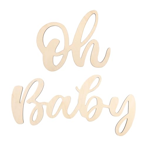 Oh Baby Schild für Hintergrund, Holz Oh Baby Buchstaben Süß Baby Shower Schild Foto Requisiten für Gender Reveal Party Babyparty Dekorationen für Jungen und Mädchen (Hellgelb) von NQEUEPN