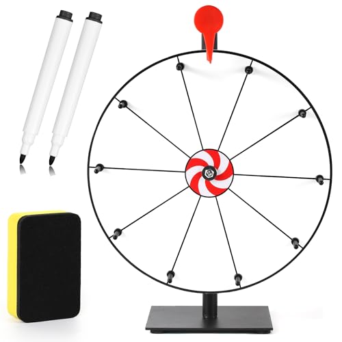 Rotierendes Preisrad, 30 cm Roulette Rad 10 Slots Rouletterad für Preise mit Trocken Abwischbaren Markern und Radiergummi Gewinnspielrad für Messen Karneval Glücksdrehspiel von NQEUEPN