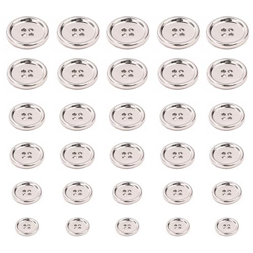 NQJNQJ Metallknöpfe, verschiedene Größen zum Nähen, runde Knöpfe mit 4 Löchern, für Hemden, Mäntel, DIY-Kleidungsdekoration, silberfarben, 30 Stück NQJNQJ Metallknöpfe, verschiedene Größen zum Nähen, runde Knöpfe mit 4 Löchern, für Hemden, Mäntel, DIY-Kleidungsdekoration, silberfarben, 30 Stück von NQJNQJ