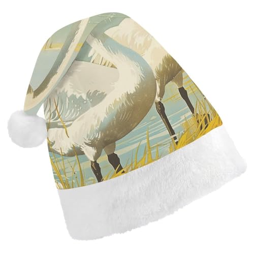 Weihnachtsmütze Vintage Gemälde von Gans gedruckt Weihnachten Kopfbedeckung Nikolausmütze für Erwachsene für Neujahr Festliche Feiertagsparty Weihnachtsmütze Vintage Gemälde von Gans gedruckt Weihnachten Kopfbedeckung Nikolausmütze für Erwachsene für Neujahr Festliche Feiertagsparty von NQLYRE