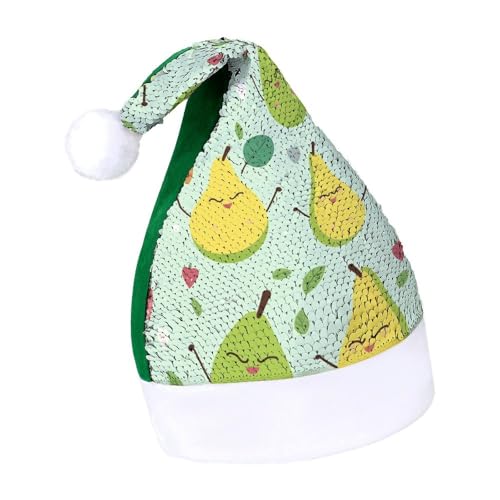 NQLYUT Weihnachtsmütze für Erwachsene, Plüschmütze, Cartoon-Birnen, Pailletten, Weihnachtsmannmützen für Party NQLYUT Weihnachtsmütze für Erwachsene, Plüschmütze, Cartoon-Birnen, Pailletten, Weihnachtsmannmützen für Party von NQLYUT