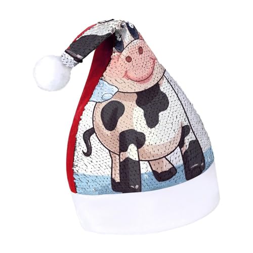 NQLYUT Weihnachtsmütze für Erwachsene, Plüschmütze, Cartoon-Milch, Kuh, Pailletten, Weihnachtsmannmützen für Party NQLYUT Weihnachtsmütze für Erwachsene, Plüschmütze, Cartoon-Milch, Kuh, Pailletten, Weihnachtsmannmützen für Party von NQLYUT