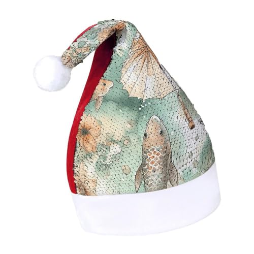 NQLYUT Weihnachtsmütze für Erwachsene, Plüschmütze, Fisch und Regenschirm, Pailletten, Weihnachtsmannmützen für Party NQLYUT Weihnachtsmütze für Erwachsene, Plüschmütze, Fisch und Regenschirm, Pailletten, Weihnachtsmannmützen für Party von NQLYUT