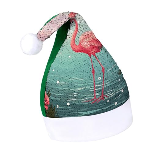 NQLYUT Weihnachtsmütze für Erwachsene, Plüschmütze, Flamingos, Pailletten, Weihnachtsmannmützen für Party NQLYUT Weihnachtsmütze für Erwachsene, Plüschmütze, Flamingos, Pailletten, Weihnachtsmannmützen für Party von NQLYUT
