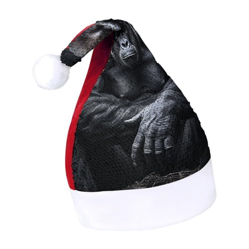 NQLYUT Weihnachtsmütze für Erwachsene, Plüschmütze, Gorilla auf dem Boden, Pailletten, Nikolausmützen für Party NQLYUT Weihnachtsmütze für Erwachsene, Plüschmütze, Gorilla auf dem Boden, Pailletten, Nikolausmützen für Party von NQLYUT