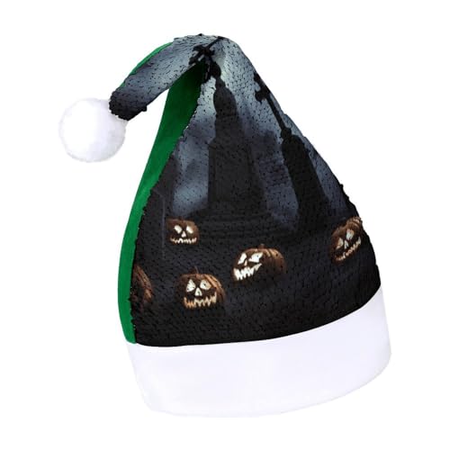 NQLYUT Weihnachtsmütze für Erwachsene, Plüschmütze, Gothic, Happy Halloween, Pailletten, Weihnachtsmannmützen für Party NQLYUT Weihnachtsmütze für Erwachsene, Plüschmütze, Gothic, Happy Halloween, Pailletten, Weihnachtsmannmützen für Party von NQLYUT