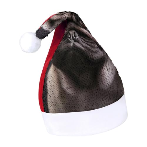 NQLYUT Weihnachtsmütze für Erwachsene, Plüschmütze, Mops, Pailletten, Weihnachtsmannmützen für Party NQLYUT Weihnachtsmütze für Erwachsene, Plüschmütze, Mops, Pailletten, Weihnachtsmannmützen für Party von NQLYUT