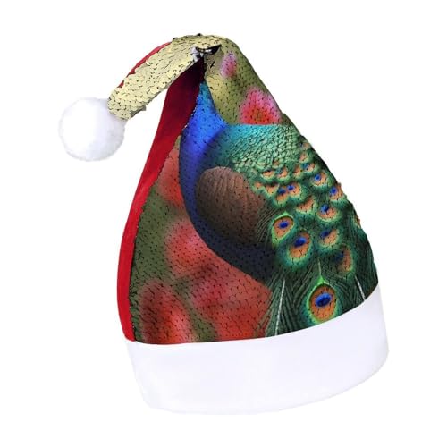 NQLYUT Weihnachtsmütze für Erwachsene, Plüschmütze, Pfauenblumen, Pailletten, Weihnachtsmannmützen für Party NQLYUT Weihnachtsmütze für Erwachsene, Plüschmütze, Pfauenblumen, Pailletten, Weihnachtsmannmützen für Party von NQLYUT