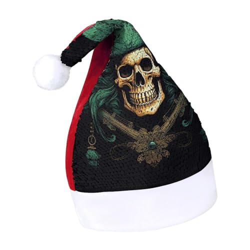 NQLYUT Weihnachtsmütze für Erwachsene, Plüschmütze, Piratenschädel, Pailletten, Weihnachtsmannmützen für Party NQLYUT Weihnachtsmütze für Erwachsene, Plüschmütze, Piratenschädel, Pailletten, Weihnachtsmannmützen für Party von NQLYUT