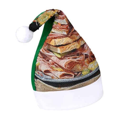 NQLYUT Weihnachtsmütze für Erwachsene, Plüschmütze, Schinken, Toast, Pailletten, Nikolausmützen für Party NQLYUT Weihnachtsmütze für Erwachsene, Plüschmütze, Schinken, Toast, Pailletten, Nikolausmützen für Party von NQLYUT