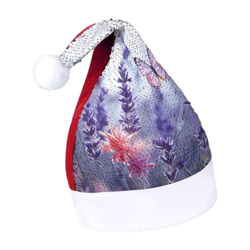 NQLYUT Weihnachtsmütze für Erwachsene, Plüschmütze, Schmetterlinge und Blumen, Pailletten, Weihnachtsmannmützen für Party NQLYUT Weihnachtsmütze für Erwachsene, Plüschmütze, Schmetterlinge und Blumen, Pailletten, Weihnachtsmannmützen für Party von NQLYUT