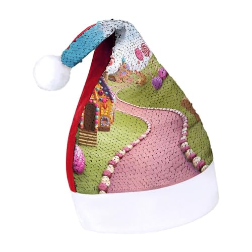 NQLYUT Weihnachtsmütze für Erwachsene, Plüschmütze, Süßigkeitenland-Pailletten, Weihnachtsmannmützen für Party NQLYUT Weihnachtsmütze für Erwachsene, Plüschmütze, Süßigkeitenland-Pailletten, Weihnachtsmannmützen für Party von NQLYUT