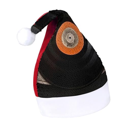 NQLYUT Weihnachtsmütze für Erwachsene, Plüschmütze, Vintage-Stil, Vinyl-Schallplatte, Pailletten, Weihnachtsmannmützen für Party NQLYUT Weihnachtsmütze für Erwachsene, Plüschmütze, Vintage-Stil, Vinyl-Schallplatte, Pailletten, Weihnachtsmannmützen für Party von NQLYUT