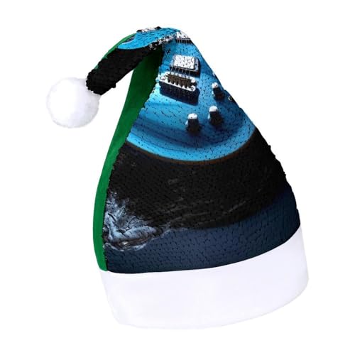 NQLYUT Weihnachtsmütze für Erwachsene, Plüschmütze, blaue Gitarre, Pailletten, Weihnachtsmannmützen für Party NQLYUT Weihnachtsmütze für Erwachsene, Plüschmütze, blaue Gitarre, Pailletten, Weihnachtsmannmützen für Party von NQLYUT