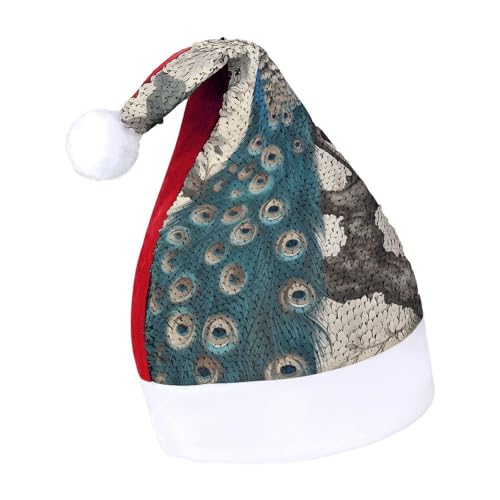 NQLYUT Weihnachtsmütze für Erwachsene, Plüschmütze, blauer Pfau, Pailletten, Weihnachtsmannmützen für Party NQLYUT Weihnachtsmütze für Erwachsene, Plüschmütze, blauer Pfau, Pailletten, Weihnachtsmannmützen für Party von NQLYUT