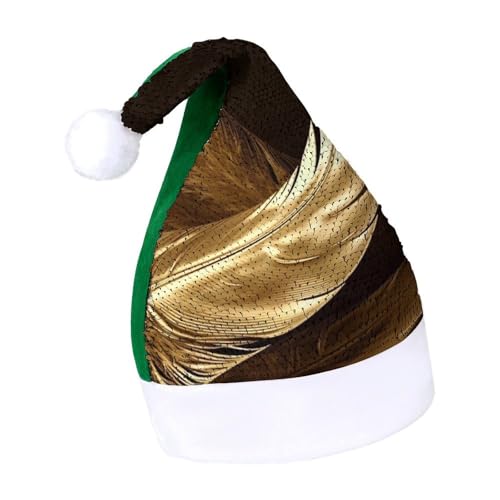 NQLYUT Weihnachtsmütze für Erwachsene, Plüschmütze, goldene Federn, Pailletten, Weihnachtsmannmützen für Party NQLYUT Weihnachtsmütze für Erwachsene, Plüschmütze, goldene Federn, Pailletten, Weihnachtsmannmützen für Party von NQLYUT