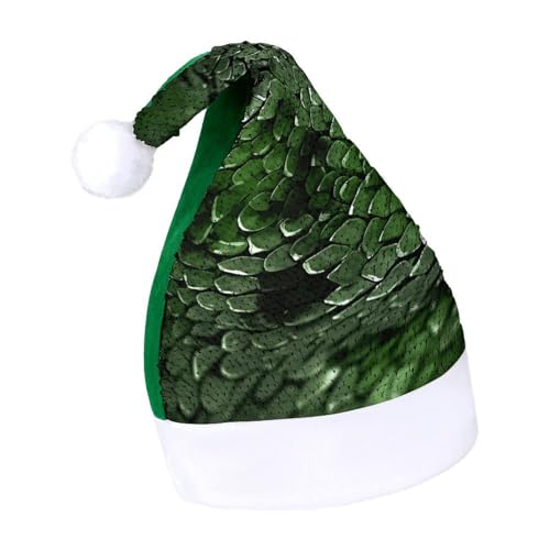 NQLYUT Weihnachtsmütze für Erwachsene, Plüschmütze, grüne Schlangen-Pailletten, Weihnachtsmannmützen für Party NQLYUT Weihnachtsmütze für Erwachsene, Plüschmütze, grüne Schlangen-Pailletten, Weihnachtsmannmützen für Party von NQLYUT