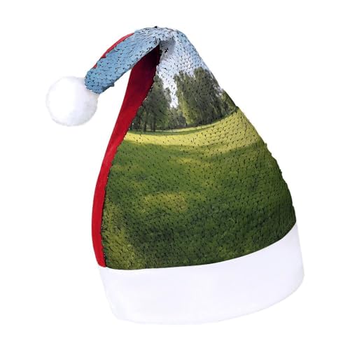 NQLYUT Weihnachtsmütze für Erwachsene, Plüschmütze, grünes Gras im Park, Pailletten, Weihnachtsmannmützen für Party NQLYUT Weihnachtsmütze für Erwachsene, Plüschmütze, grünes Gras im Park, Pailletten, Weihnachtsmannmützen für Party von NQLYUT