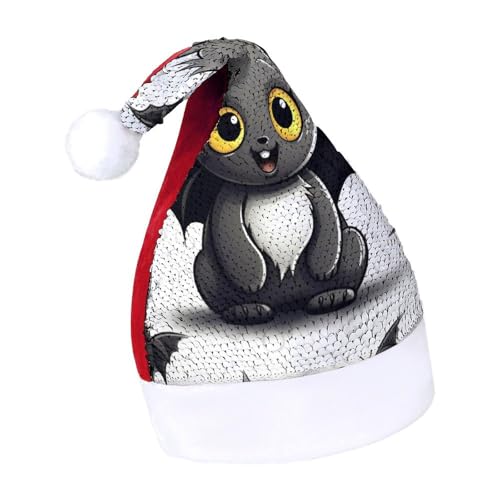 NQLYUT Weihnachtsmütze für Erwachsene, Plüschmütze, niedliche Fledermaus-Pailletten, Weihnachtsmannmützen für Party NQLYUT Weihnachtsmütze für Erwachsene, Plüschmütze, niedliche Fledermaus-Pailletten, Weihnachtsmannmützen für Party von NQLYUT