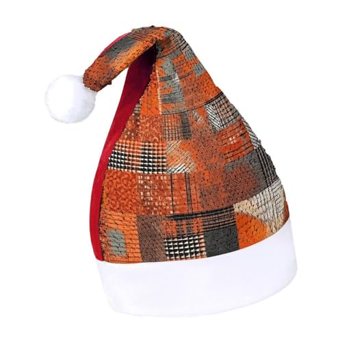 NQLYUT Weihnachtsmütze für Erwachsene, Plüschmütze, orangefarbene Gitterlinien, Pailletten, Weihnachtsmannmützen für Party NQLYUT Weihnachtsmütze für Erwachsene, Plüschmütze, orangefarbene Gitterlinien, Pailletten, Weihnachtsmannmützen für Party von NQLYUT