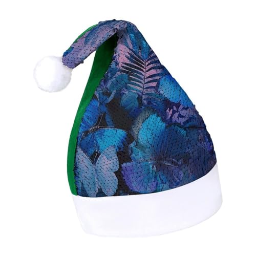 NQLYUT Weihnachtsmütze für Erwachsene, Weihnachtsmannmütze, Plüsch, Weihnachtsmütze, dunkelblaue Schmetterlingspailletten, Weihnachtsmannmützen für Party NQLYUT Weihnachtsmütze für Erwachsene, Weihnachtsmannmütze, Plüsch, Weihnachtsmütze, dunkelblaue Schmetterlingspailletten, Weihnachtsmannmützen für Party von NQLYUT