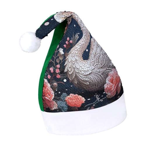 NQLYUT Weihnachtsmütze für Erwachsene, Weihnachtsmannmütze, Plüschmütze, Blumenschwan, Pailletten, Weihnachtsmannmützen für Party NQLYUT Weihnachtsmütze für Erwachsene, Weihnachtsmannmütze, Plüschmütze, Blumenschwan, Pailletten, Weihnachtsmannmützen für Party von NQLYUT