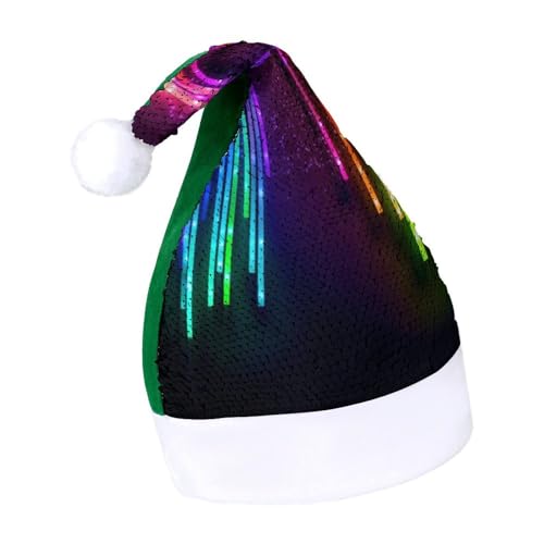 NQLYUT Weihnachtsmütze für Erwachsene, Weihnachtsmannmütze, Plüschmütze, Regenbogenfarben, Neon-Pailletten, Weihnachtsmannmützen für Party NQLYUT Weihnachtsmütze für Erwachsene, Weihnachtsmannmütze, Plüschmütze, Regenbogenfarben, Neon-Pailletten, Weihnachtsmannmützen für Party von NQLYUT