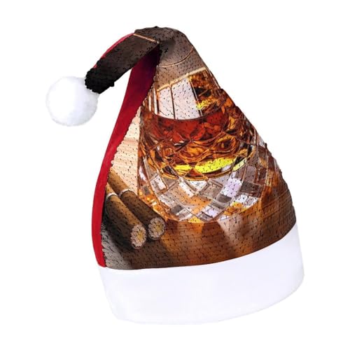 NQLYUT Weihnachtsmütze für Erwachsene, Weihnachtsmannmütze, Plüschmütze, brauner Likör in Tasse, Pailletten, Nikolausmützen für Party NQLYUT Weihnachtsmütze für Erwachsene, Weihnachtsmannmütze, Plüschmütze, brauner Likör in Tasse, Pailletten, Nikolausmützen für Party von NQLYUT