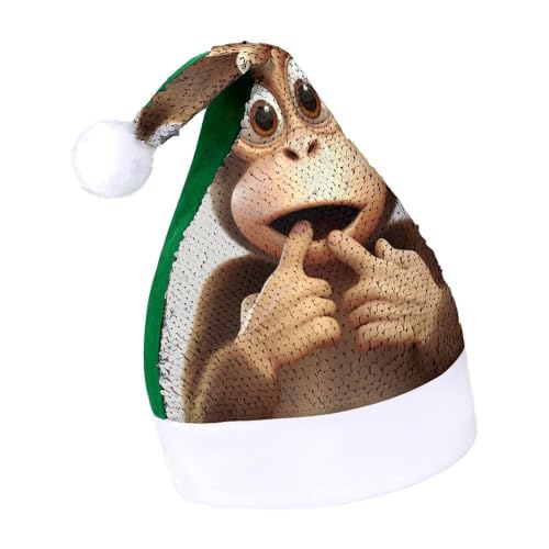 NQLYUT Weihnachtsmütze für Erwachsene, Weihnachtsmannmütze, Plüschmütze, der stille Affe, Pailletten, Weihnachtsmannmützen für Party NQLYUT Weihnachtsmütze für Erwachsene, Weihnachtsmannmütze, Plüschmütze, der stille Affe, Pailletten, Weihnachtsmannmützen für Party von NQLYUT