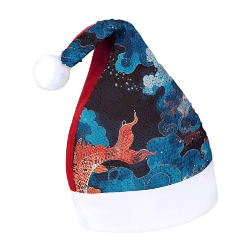 NQLYUT Weihnachtsmütze für Erwachsene, Weihnachtsmannmütze, Plüschmütze, dunkelblaue Landschaft, Pailletten, Weihnachtsmannmützen für Party NQLYUT Weihnachtsmütze für Erwachsene, Weihnachtsmannmütze, Plüschmütze, dunkelblaue Landschaft, Pailletten, Weihnachtsmannmützen für Party von NQLYUT