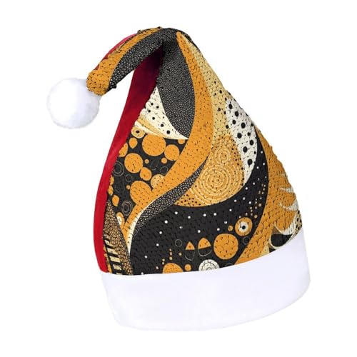NQLYUT Weihnachtsmütze für Erwachsene, Weihnachtsmannmütze, Plüschmütze, gelbes Muster, Pailletten, Weihnachtsmannmützen für Party NQLYUT Weihnachtsmütze für Erwachsene, Weihnachtsmannmütze, Plüschmütze, gelbes Muster, Pailletten, Weihnachtsmannmützen für Party von NQLYUT
