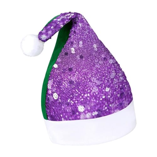 NQLYUT Weihnachtsmütze für Erwachsene, Weihnachtsmannmütze, Plüschmütze, glitzernde violette Glitzer-Pailletten, Weihnachtsmannmützen für Party NQLYUT Weihnachtsmütze für Erwachsene, Weihnachtsmannmütze, Plüschmütze, glitzernde violette Glitzer-Pailletten, Weihnachtsmannmützen für Party von NQLYUT
