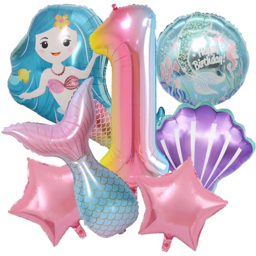 Geburtstag 1 Jahre Mädchen Luftballon Meerjungfrau Foil Balloons Für Mädchen Einhorn Thema Geburtstag Party Zubehör Dekoration von NQZWZB