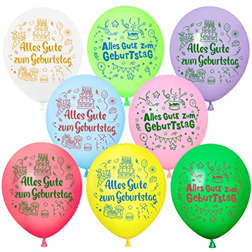 NQZWZB Geburtstag Luftballons Bunt Ballons aus Latex mit Alles Gute zum Geburtstag Überschrift für Kindergeburtstag oder Party 12 Zoll von NQZWZB