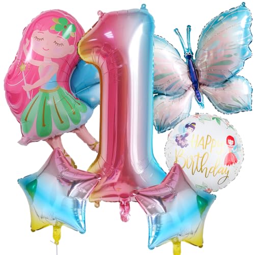 Schmetterling Fee Luftballon 1th Foil Balloons Für Mädchen Schmetterling Thema Geburtstag Party Zubehör Dekoration von NQZWZB