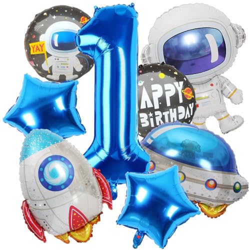 Weltraum Luftballon 1th Foil Balloons Junge Geburtstag Dekoration Für Jungen Raum Thema Party Geburtstag Party Zubehör Dekoration von NQZWZB