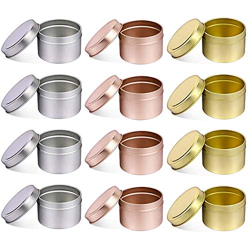 Kerze Behälter mit Deckel, 12 PCS 5 UNZEN Dekorative Runde Metall Kerze Dosen Groß, wiederverwendbare Kerze Gläser für DIY Kerze, Der, Kunst Handwerk Liefert (5OZ,4PCS Silver+4PCS Gold+4PCS RoseGold) Kerze Behälter mit Deckel, 12 PCS 5 UNZEN Dekorative Runde Metall Kerze Dosen Groß, wiederverwendbare Kerze Gläser für DIY Kerze, Der, Kunst Handwerk Liefert (5OZ,4PCS Silver+4PCS Gold+4PCS RoseGold) von NRANSON